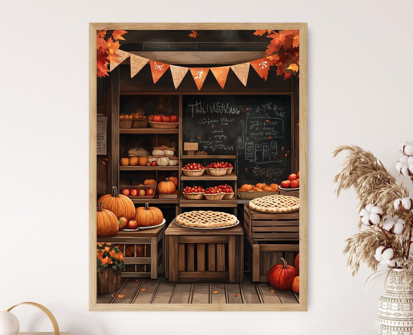 Affiche de Magasin de Tartes de Thanksgiving – Art Imprimé Automnal