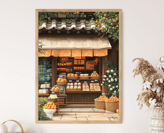 Affiche Chuseok – Poster Art de la Récolte Coréenne avec Gâteau de Riz
