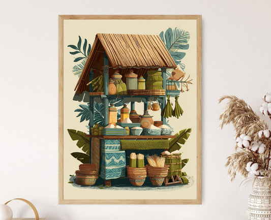 Affiche Marché de Récolte Philppin – Poster Stand de Nourriture Lupa Lupa