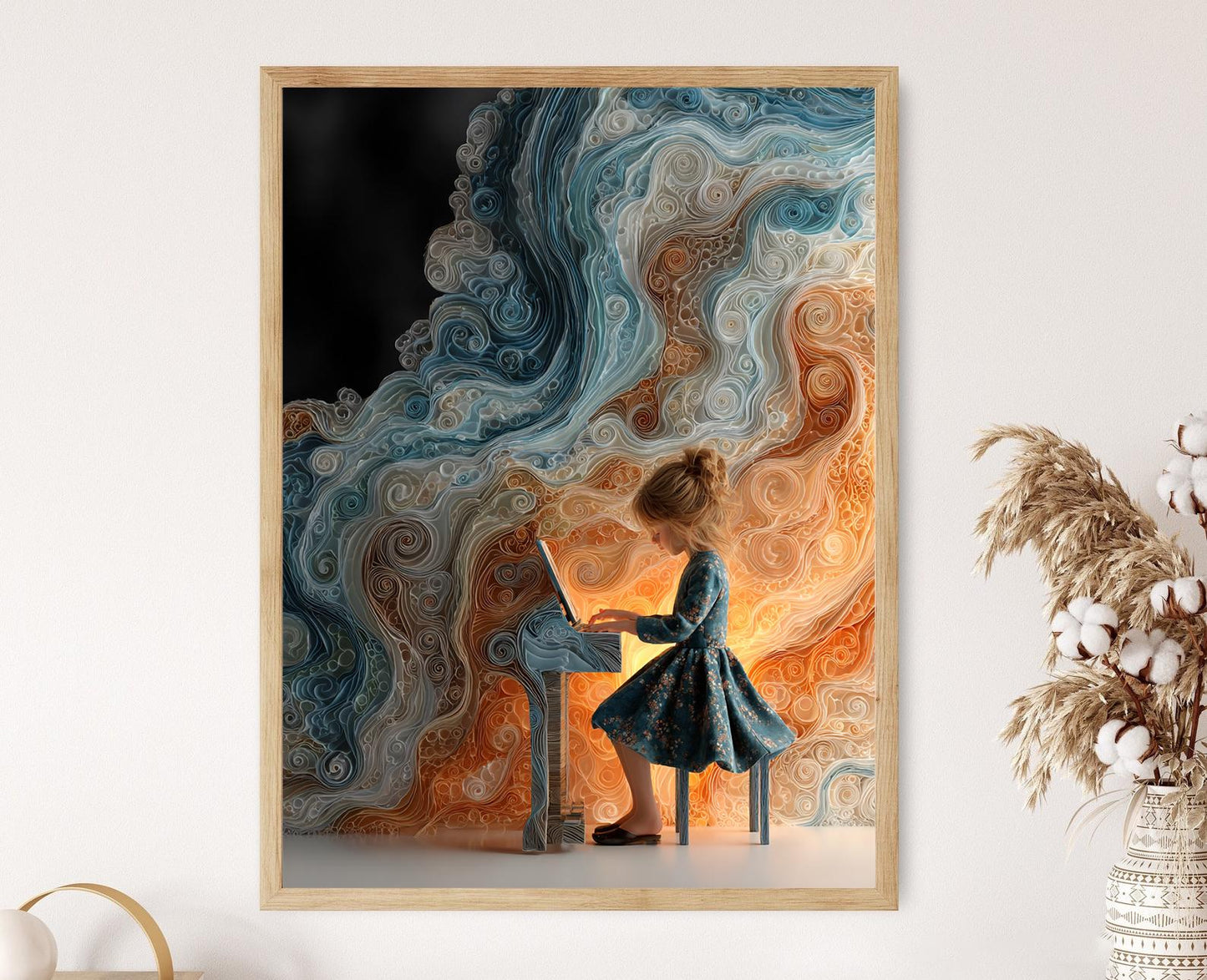 Affiche Contes de Fées – Poster Fille Enchantée au Piano