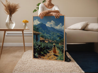 Affiche Café Brésilien – Impression Artisanale de Paysage Rural