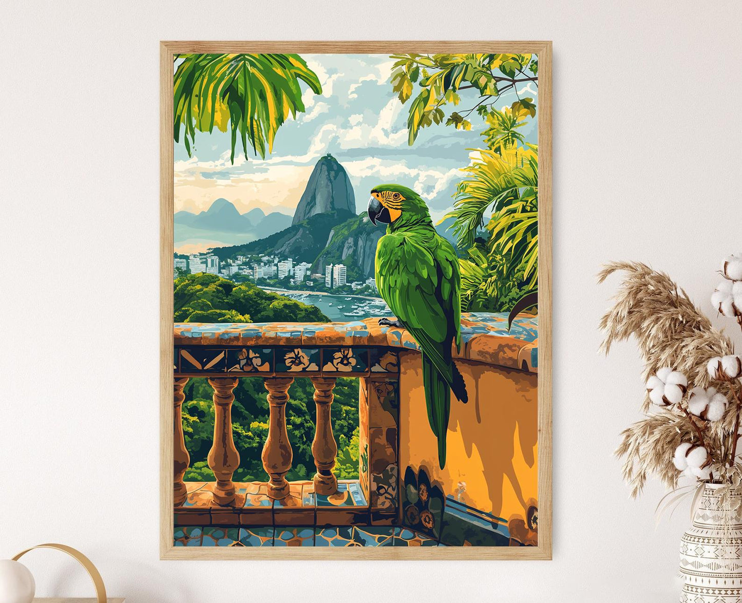 Affiche Oiseau Rio – Poster Scène de Balcon Brésilien