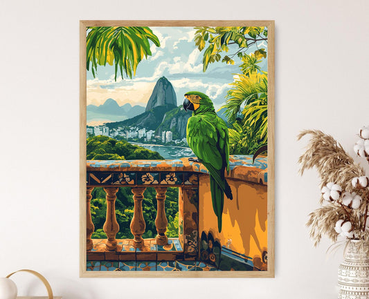 Affiche Oiseau Rio – Poster Scène de Balcon Brésilien