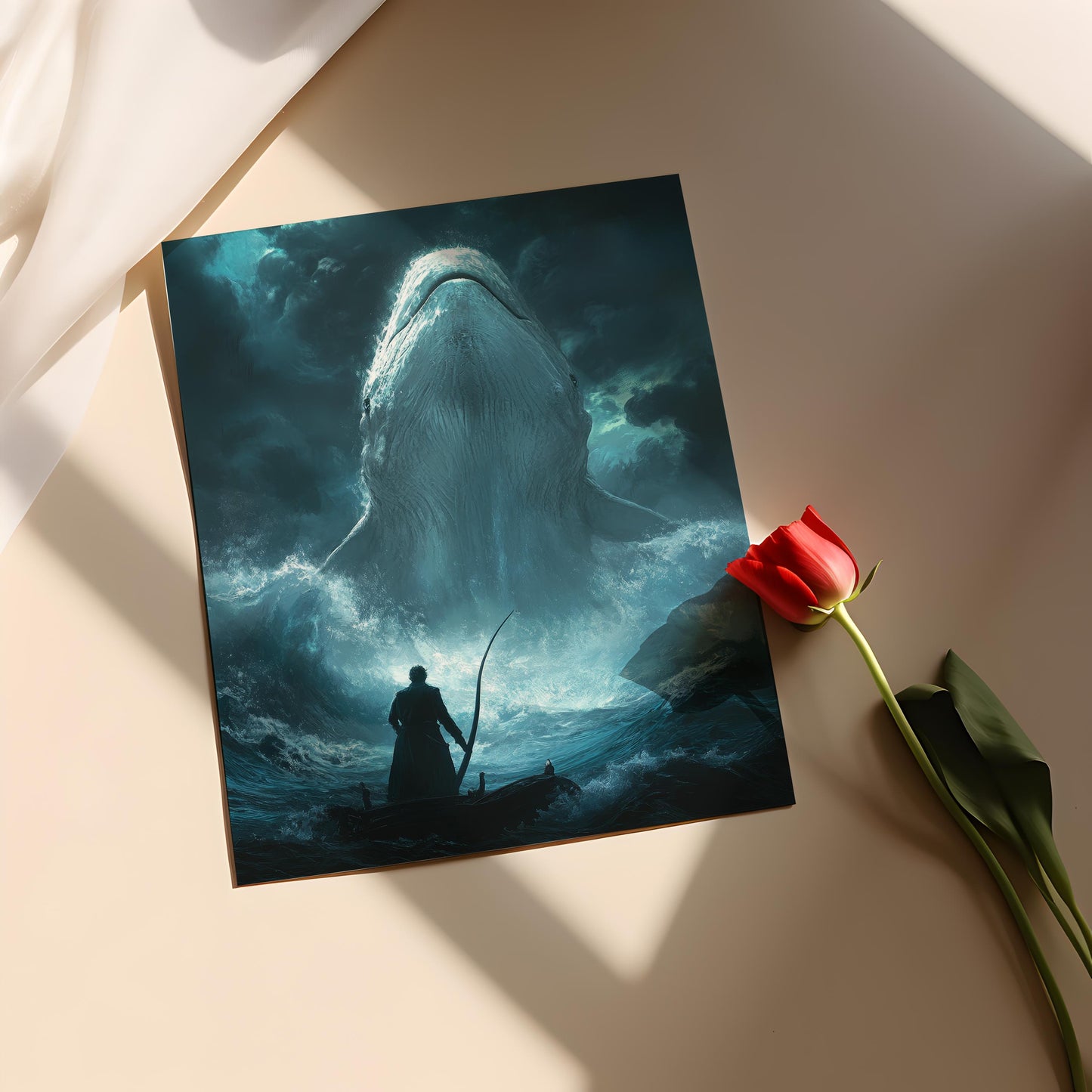 Affiche Nautique – Poster Ahab et Moby Dick, Art Littéraire Classique