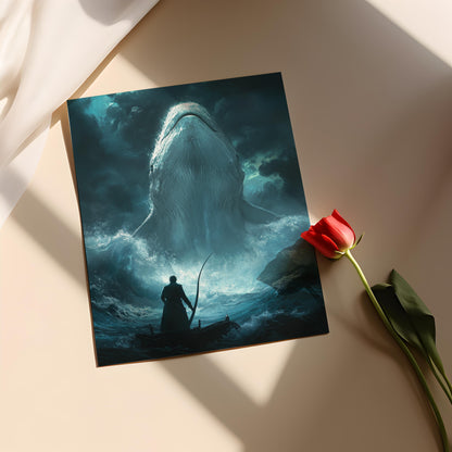 Affiche Nautique – Poster Ahab et Moby Dick, Art Littéraire Classique