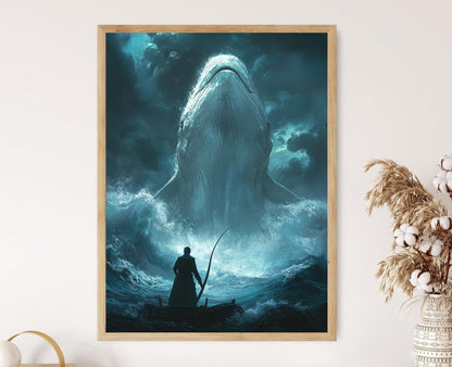 Affiche Nautique – Poster Ahab et Moby Dick, Art Littéraire Classique