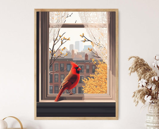 Affiche Oiseau Cardinal de Boston – Poster Printemps Urbain Vectoriel
