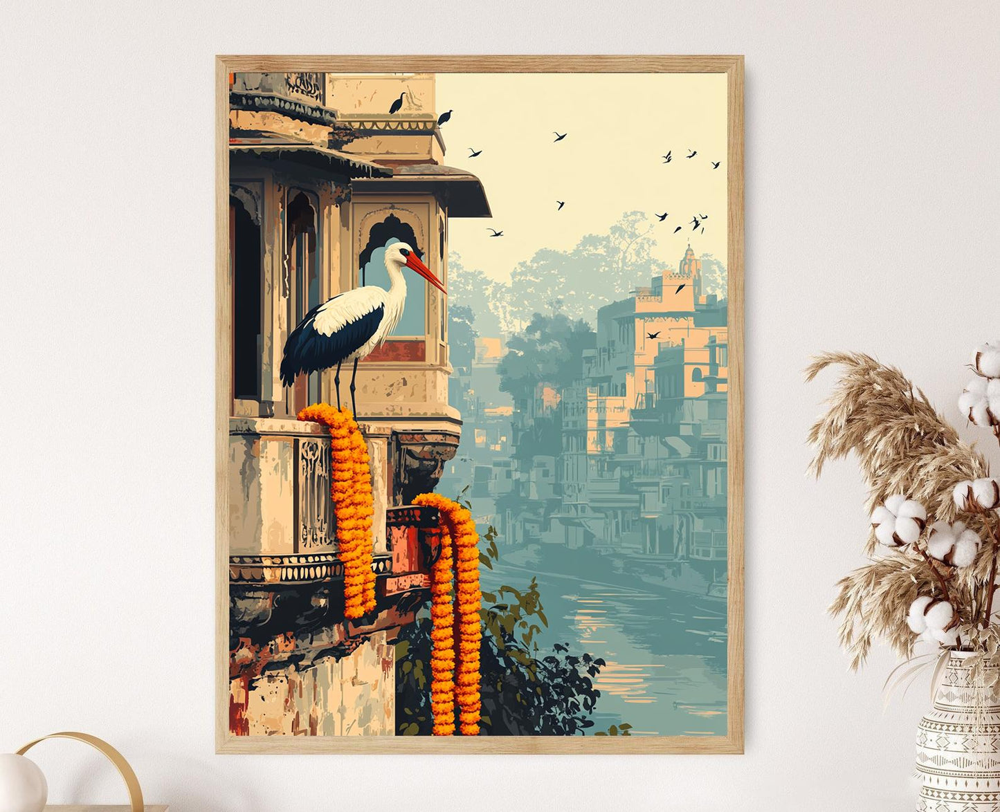 Affiche Varanasi – Poster Scène de Toit d'Haveli Indien