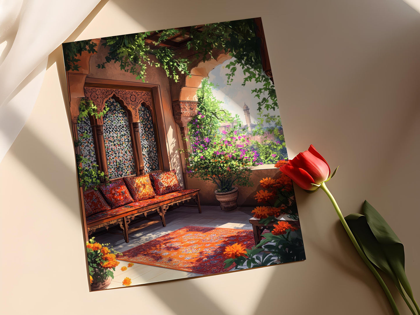 Affiche Lahore – Poster Art Jharokha & Illustration Coussin Phulkari