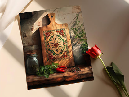 Affiche en Bois Syrien – Poster Art de Planche à Découper Rustique