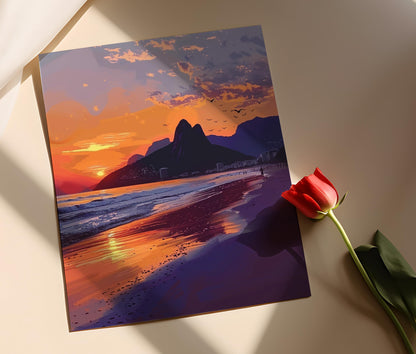 Affiche Ipanema – Illustration de coucher de soleil brésilien
