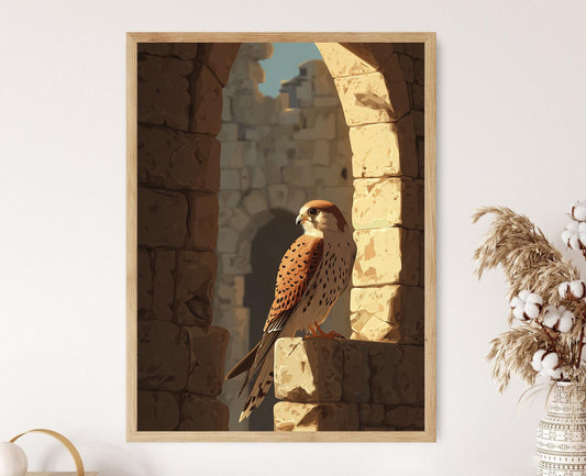 Affiche Faucon d'Alep sur Fenêtre – Poster Scène Urbaine Syrienne