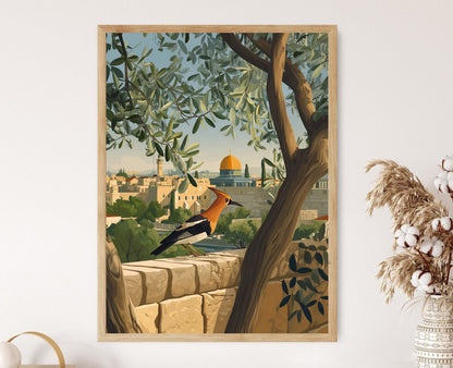 Affiche Oiseau Huppe de Jérusalem – Art Mural Scène Historique du Moyen-Orient