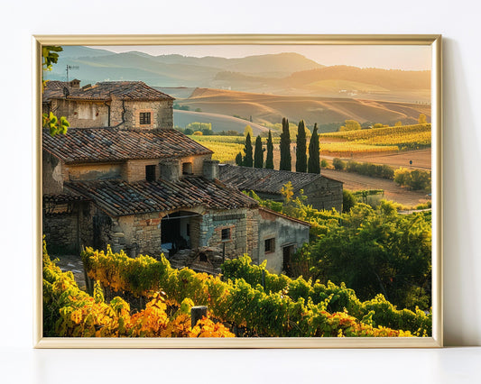 Affiche Vignoble Européen – Poster Décoratif Paysage de Vigne