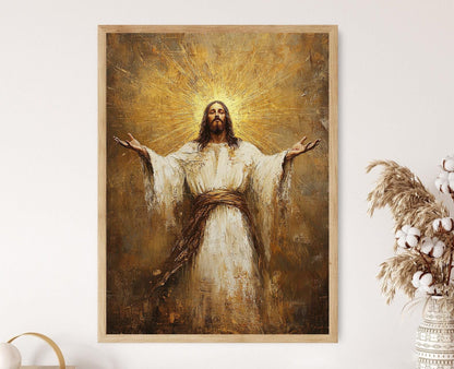Affiche Jésus Christ aux bras ouverts – Impression lumineuse chrétienne