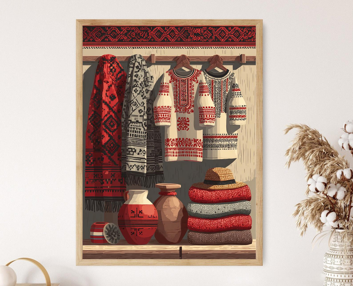 Affiche Vyshyvanka Ukrainienne – Poster Art Folk de la Région Hutsul