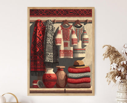 Affiche Vyshyvanka Ukrainienne – Poster Art Folk de la Région Hutsul