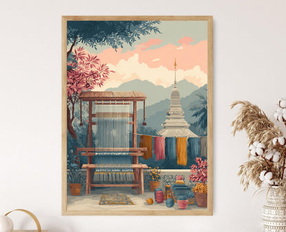 Affiche Ikat de Luang Prabang – Poster Art Textile Laotien