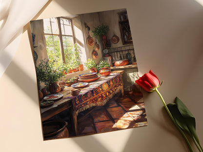 Affiche Cuisine Pakistanaise – Poster Décoration Ajrak et Assiettes