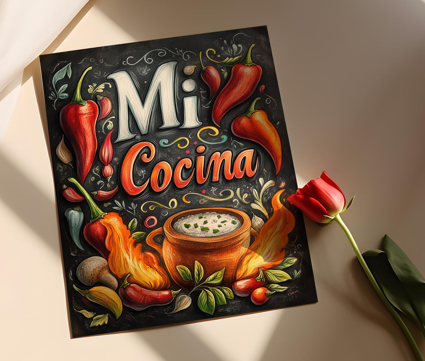 Affiche Cuisine Mexicaine – Poster Illustration de Piments Épicés