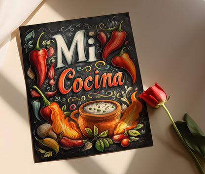 Affiche Cuisine Mexicaine – Poster Illustration de Piments Épicés