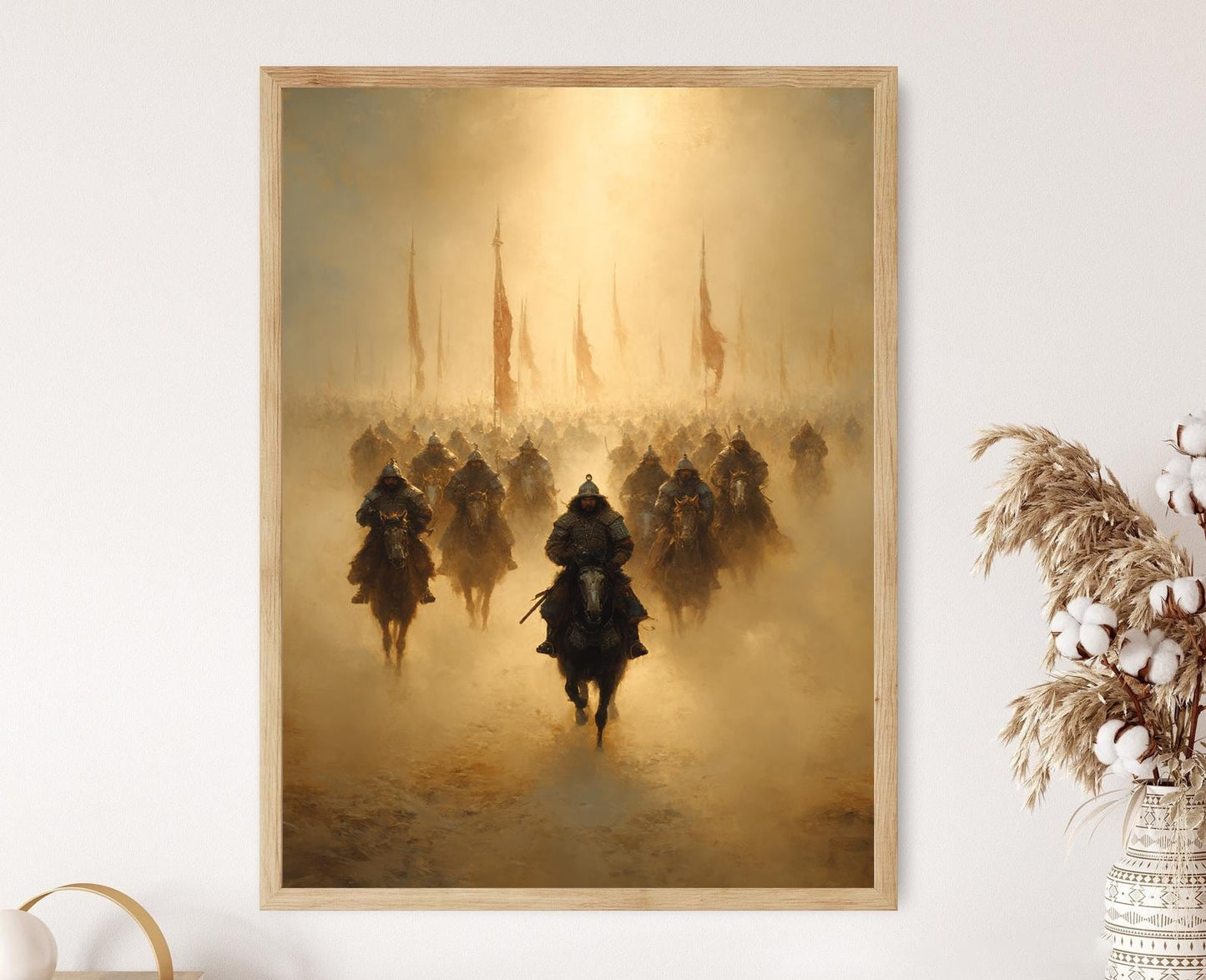 Affiche Genghis Khan – Poster Charge de Cavalerie Mongole, Art Historique