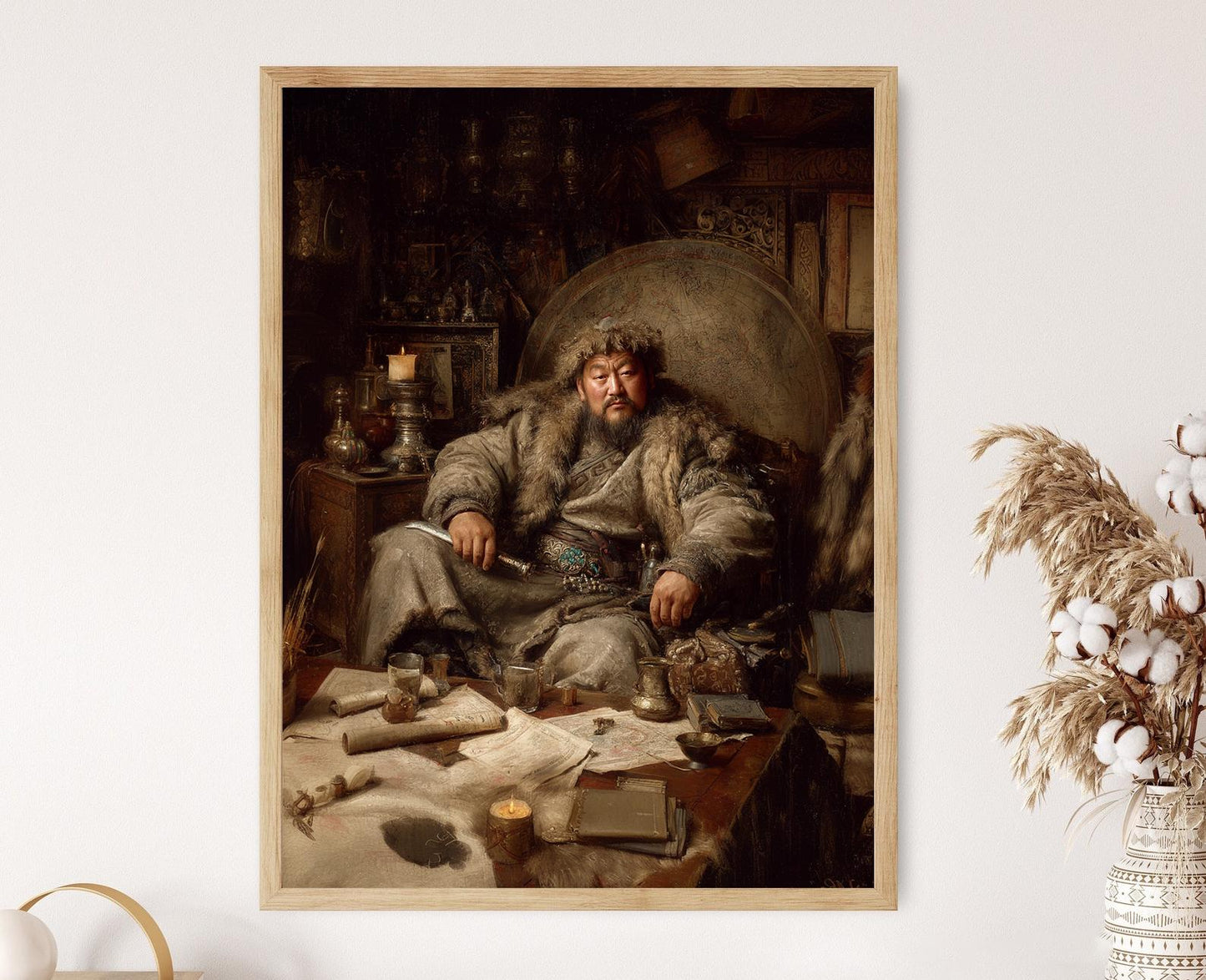 Affiche Genghis Khan – Portrait de yourte mongole, art historique culturel