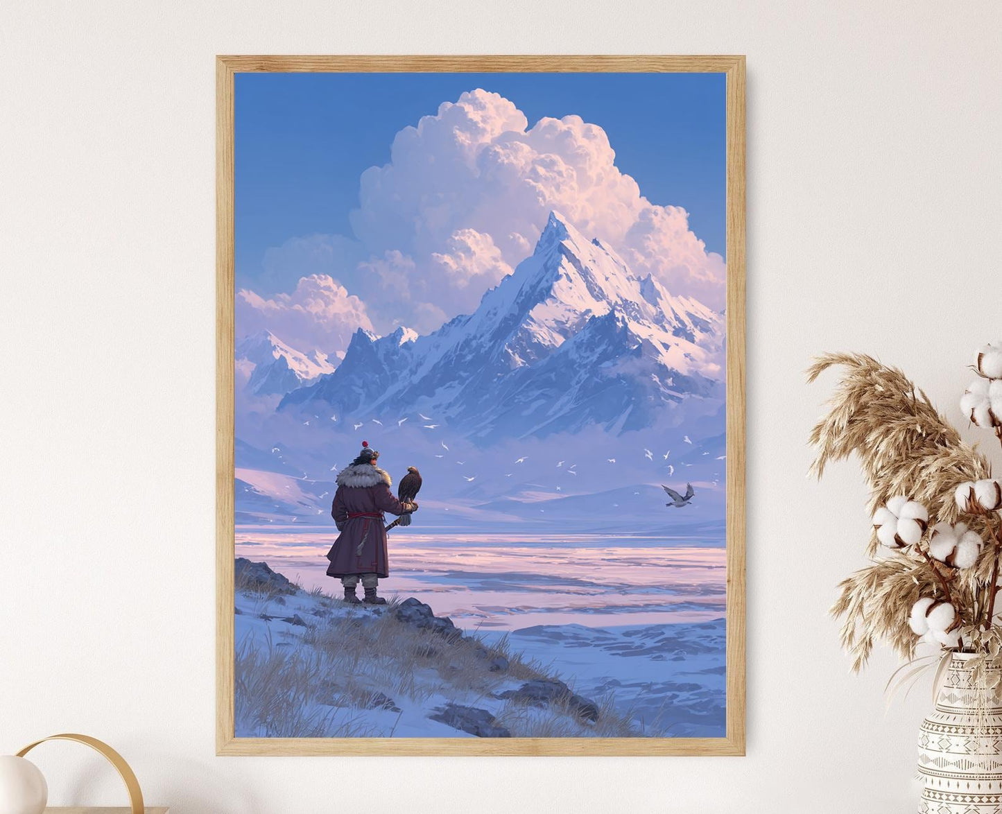 Affiche Gengis Khan avec Faucon – Tableau Historique de la Steppe Mongole