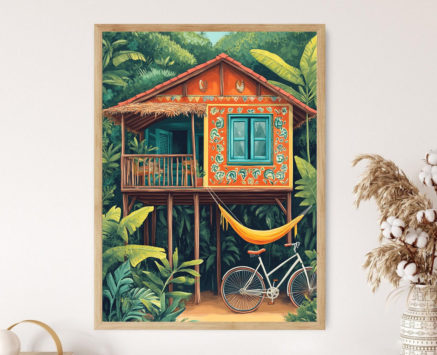 Affiche Maison Guyanaise – Art Imprimé de Scène Traditionnelle en Vectoriel