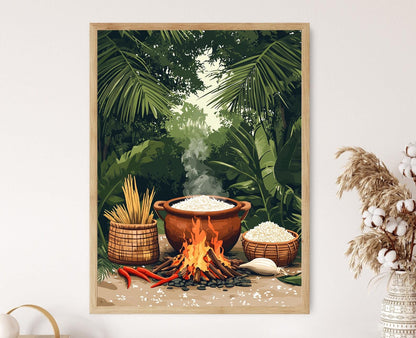 Affiche Scène Culinaire Guyanaise – Art de Cuisine Traditionnelle