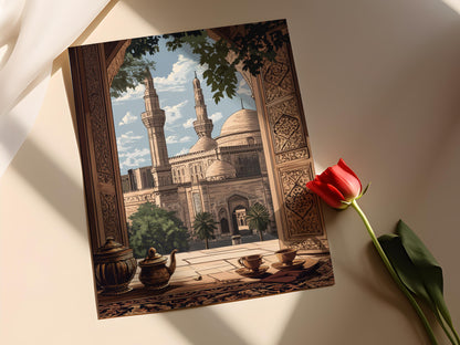 Affiche motifs historiques – Poster de la mosquée Khalid Ibn al-Walid