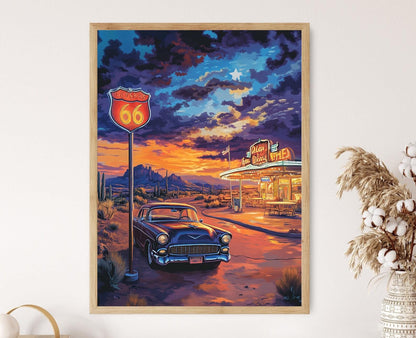 Affiche Route 66 Arizona – Illustration Vintage de Road Trip