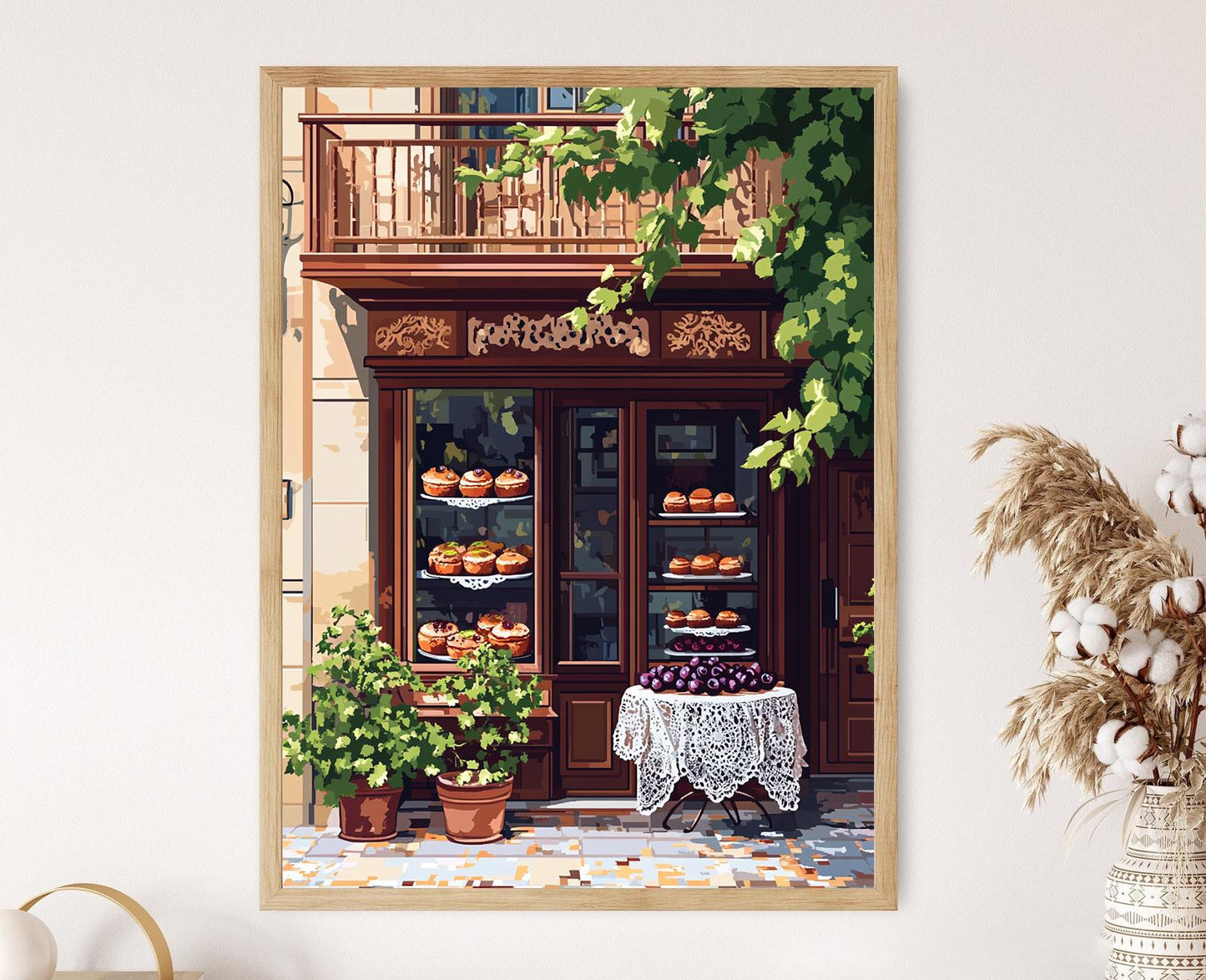Affiche Café Tbilisi – Poster Art de Balcon Géorgien avec Pâtisserie