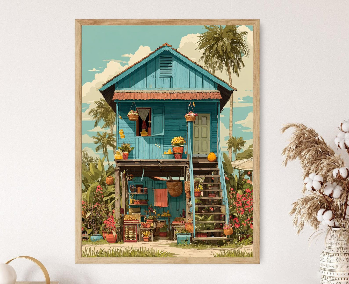 Affiche Maison sur Pilotis – Poster Scène du Village Culturel de Luang Prabang