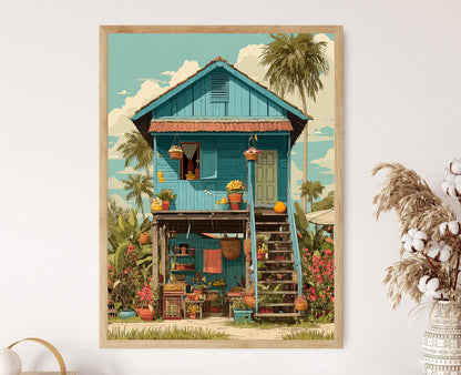 Affiche Maison sur Pilotis – Poster Scène du Village Culturel de Luang Prabang