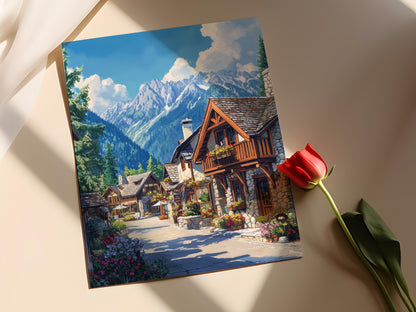 Affiche Leavenworth - Illustration Bavaroise de Maisons et Magasins