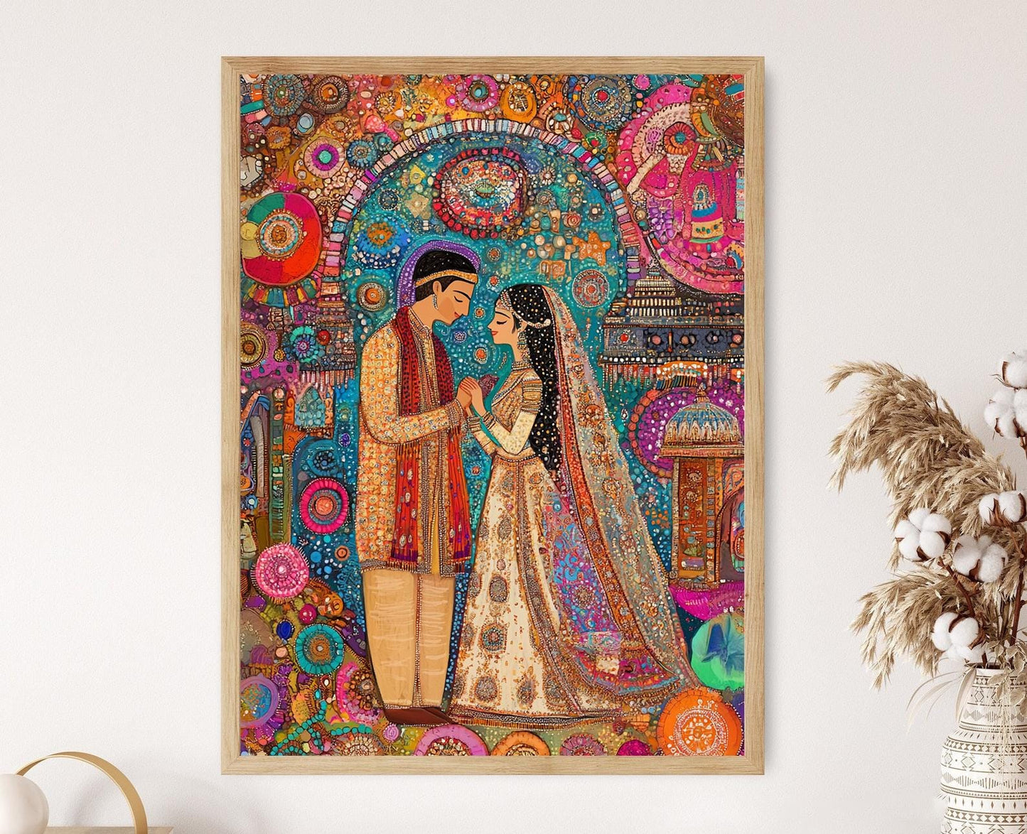 Affiche de Mariage Mithila – Impression Artiste de la Cérémonie Folklorique
