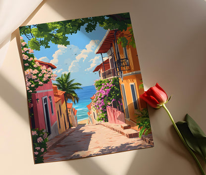 Affiche Goa – Imprimé Art Coastal de Panaji, Scène Allée Portugaise