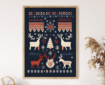Affiche Noël scandinave – Poster Renaud artistique folklorique nordique