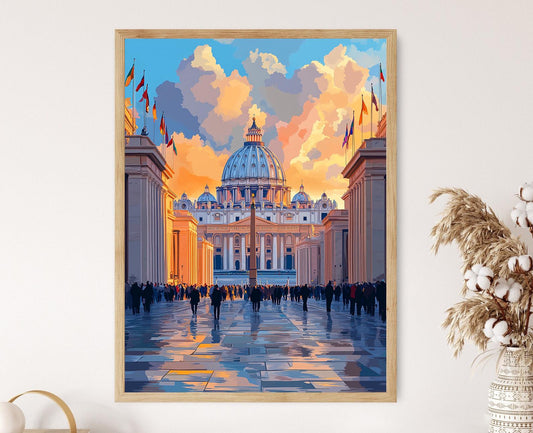 Affiche Basilique Saint-Pierre – Art mural catholique en vectoriel