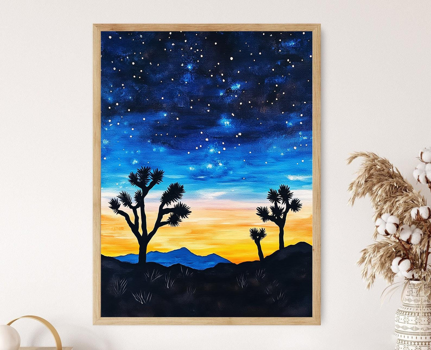 Affiche Désert Californien – Poster avec Joshua Trees et Ciel Étoilé