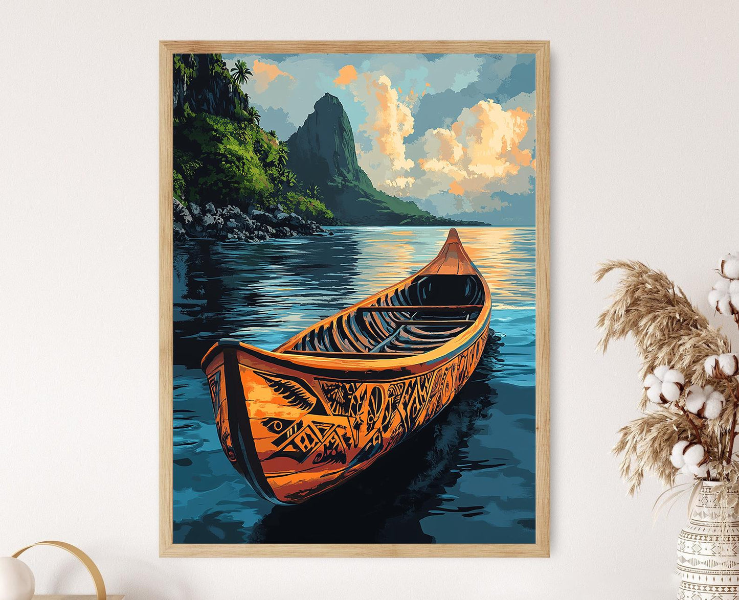 Affiche Canoë Samoan – Poster Art Nautique Décor Île Tropicale