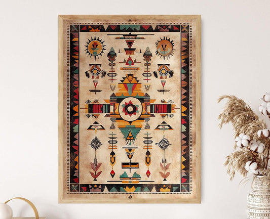 Affiche Peinture de Sable Navajo – Art Mur Native Américain