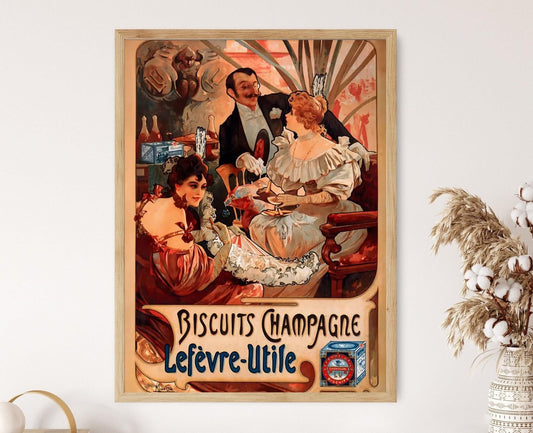 Affiche Biscuits Champagne – Poster Alphonse Mucha 1896, Élégance Vintage