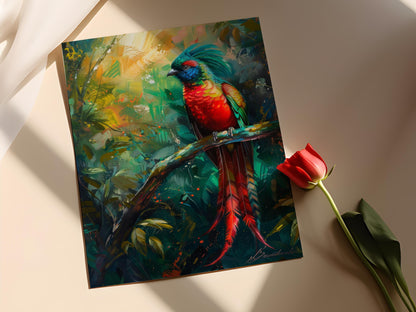 Affiche Quetzal Resplendissant – Poster Art de Habitat Tropical Luxuriant