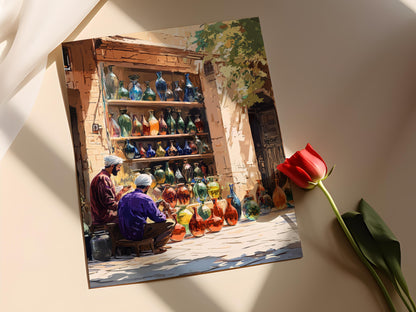 Affiche Art du Soufflage de Verre Iranien – Poster Artisanat Persan Traditionnel