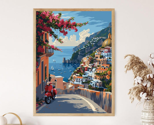 Affiche Positano – Poster Giclée vibrant de la Côte Amalfitaine