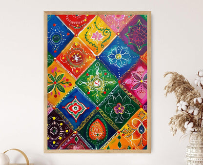 Affiche Rangoli – Art mural coloré pour célébrer Diwali