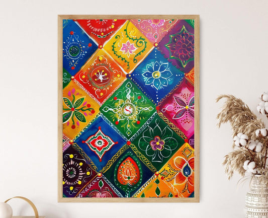 Affiche Rangoli – Art mural coloré pour célébrer Diwali