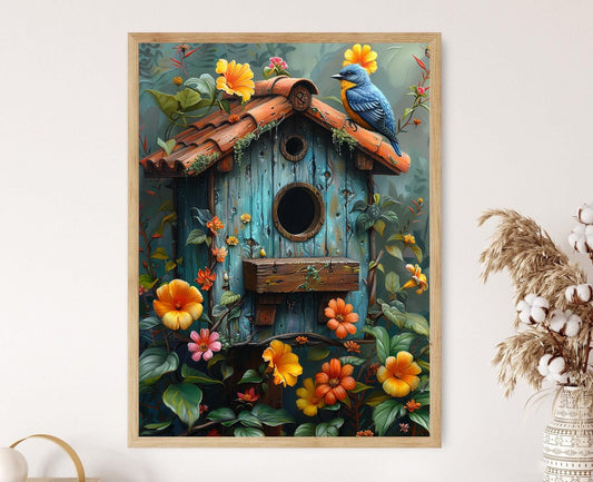 Affiche Maison d'Oiseaux Tropicale – Illustration d'Oiseaux Exotiques